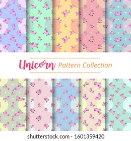 Unicorn background pattern seamless vector set collection graphic design