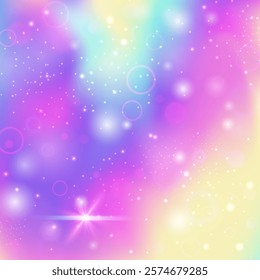 Unicorn Background. Pink Fairy Hologram. Kawaii Invitation. Fairytale Pastel Invite. Purple Galaxy Pattern. Blue Universe Gradient. Magic Texture. Dream Unicorn Background.