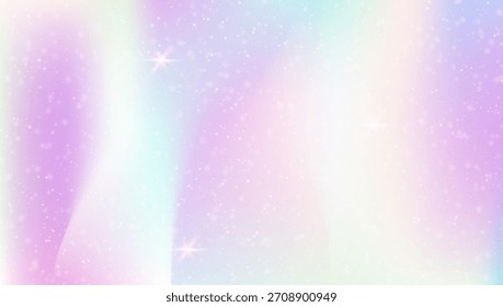 Fondo de unicornio. Gradiente mágico rosa y hermoso patrón de princesa. Holograma del arco iris púrpura. Galaxia De Dibujos Animados De Vector Con Brillo Y Brillo De Sirena. Fondo de unicornio azul.