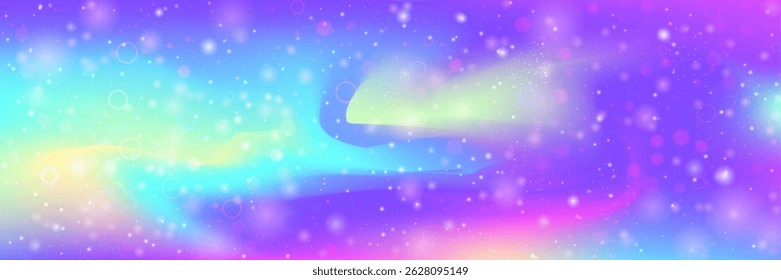 Unicorn Background. Pink Magic Hologram And Beautiful Fairy Gradient. Purple Rainbow Pattern. Fantasy Wallpaper Of Neon Space And Cartoon Galaxy. Blue Unicorn Background.