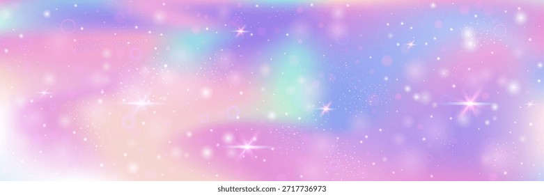 Fundo de Unicórnio. Padrão De Princesa Rosa E Bela Holograma De Arco-Íris. Gradiente Kawaii Roxo. Textura Da Estrela Sobre O Céu Claro E O Design Do Universo Cósmico. Fundo de unicórnio azul.