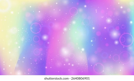 Unicorn Background. Pink Rainbow Pattern And Beautiful Magic Gradient. Purple Princess Hologram. Bright Neon Backdrop Of Galaxy, Sky, And Universe Light. Blue Unicorn Background.