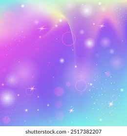 Fondo de unicornio. Gradiente de arco iris púrpura. Invitación mágica. Malla mística irisada. Patrón de niña rosa. Holograma de fantasía lila. Textura Kawaii. Fondo de unicornio de neón.