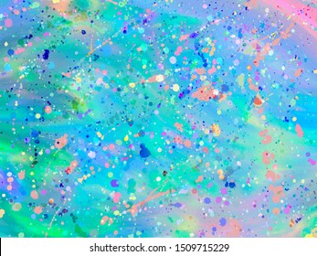 Unicorn background with rainbow mesh. Fantasy gradient backdrop with splash. Vector illustration for poster,, invitation, cover book, catalog. Trendy template for holiday design