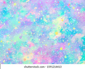 Unicorn background with rainbow mesh. Fantasy gradient backdrop with splash. Vector illustration for poster, brochure, invitation, catalog. Trendy template for holiday design