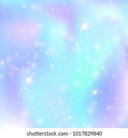 Unicorn background and rainbow mesh  Kawaii universe banner in princess colors  Fantasy gradient backdrop and hologram   Holographic unicorn background and magic sparkles  stars   blurs 