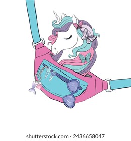 Unicorn bag illustration. Vector graphic design, fashion and more