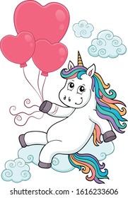Unicorn with balloons topic image 3 - eps10 vector illustration.
