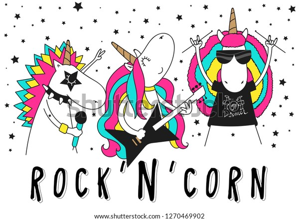 Unicorn Band Rock Roll Music Band Stock Vector Royalty Free