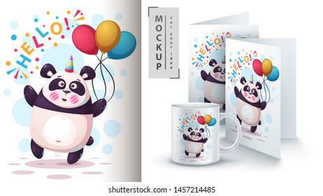 Unicorn, bear, panda - mockup for your idea. Vector eps 10