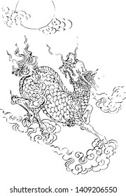 The unicorn beast in Chinese mythology