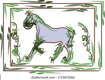 unicorn with beautiful green  background