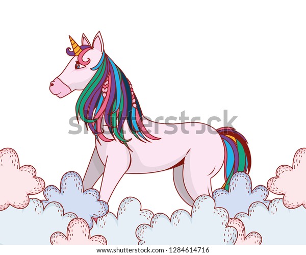 Unicorn Between Clouds Stock Vector (Royalty Free) 1284614716 ...