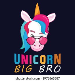 unicorn big bro typography custom t-shirt design eps