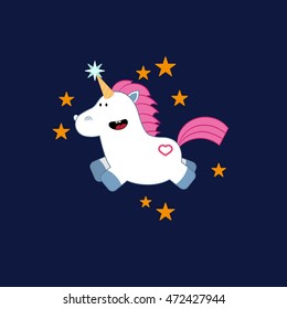 Unicorn birthday card template with dark background