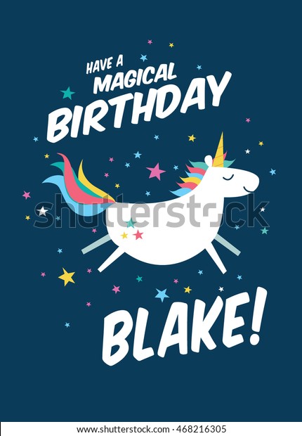 unicorn birthday card template vectorillustration stock