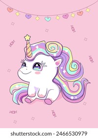 unicorn, birthday party of a magical rainbow baby 