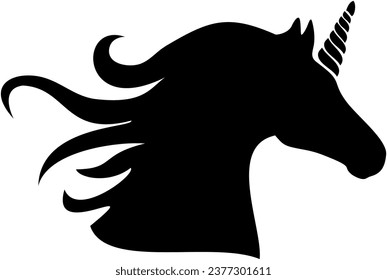 Unicorn Black Silhouette Head Unicorn