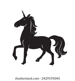 Unicorn black silhouette isolated view