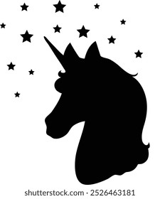 Unicorn black silhouette runs of flat design illustration vector


