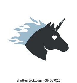 unicorn blue horn heart object logo