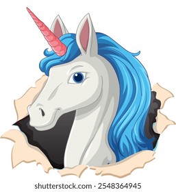 Un unicornio con melena azul rompe el papel