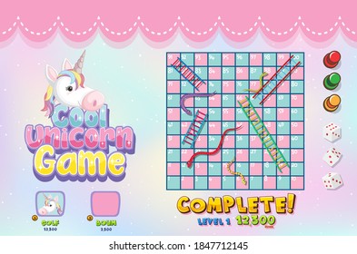 Unicorn board game template illustration