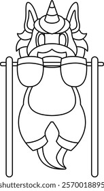 Unicorn Bodybuilder Pull ups Bodybuilding Animal Vector Graphic Art Illustration