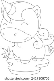 Ilustración de arte gráfico con vectores de animales de unicornio Bow