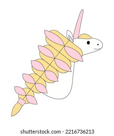 Unicorn with braided mane. Children illustration