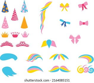 Paquete unicornio Ojos de Cuernos Diseño vectorial aislado