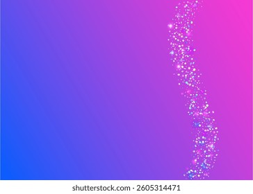 Unicorn Burst. Holographic Tinsel. Disco Birthday Template. Modern Poster. Digital Design. Blue Laser Background. Light Pattern. Rainbow Confetti. Purple Unicorn Burst