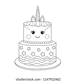 Birthday Cake Coloring Pages Images, Stock Photos & Vectors | Shutterstock