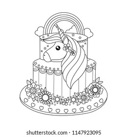 66 Top Colouring Pages Unicorn Cake For Free