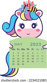 Unicorn with calendar month May.