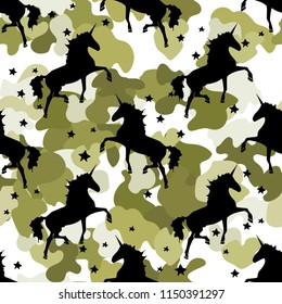 Unicorn. camouflage, khaki pattern