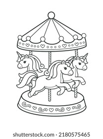 Unicorn carousel horse printable coloring page