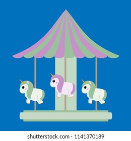 Unicorn carousel vector illustration