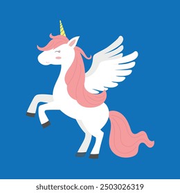 unicorn cartoon character cute happy vector design