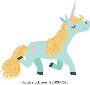 Unicorn cartoon character. Magic animal fairytale creature