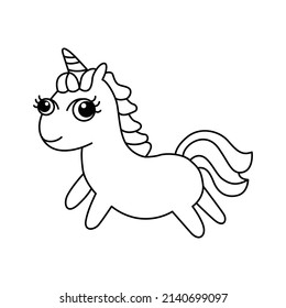 Unicorn cartoon coloring page illustration vector.