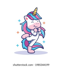 Unicorn Cartoon with Cute Pose. Animal Vector Icon Illustration, Isolated on Premium Vector