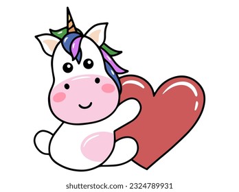 Unicorn Cartoon Cute for Valentines Day