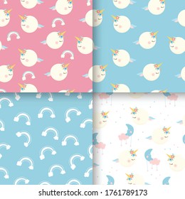 Unicorn  cartoon doodle cute seamless pattern for kids