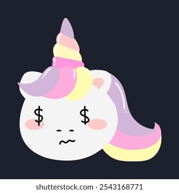 unicorn Cartoon face expression emoticon