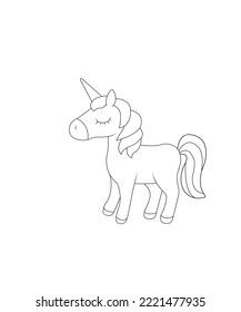 unicorn cartoon page for kids