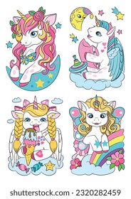 Unicorn cartoon. Pony vector. Unicorn color illustration. Animals cartoon.