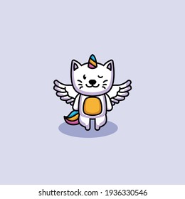 Unicorn cat angle mascot logo design