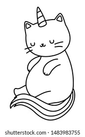 Unicorn cat cartoon vector design