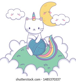 Unicorn cat cartoon vector design